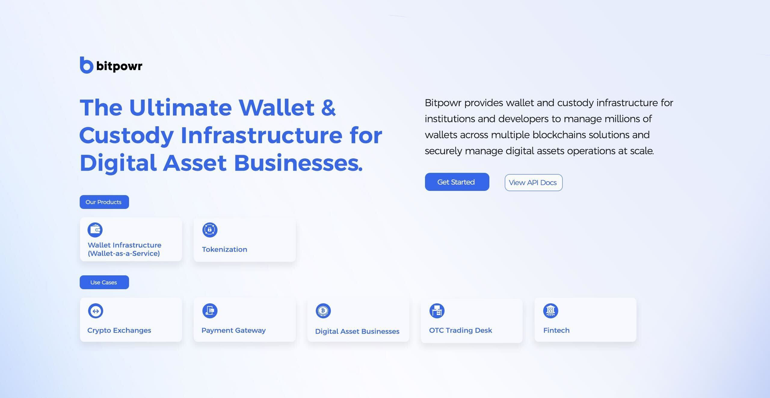 Bitpowr Wallet Infrastructure | Secure programmable wallet infrastructure  for digital assets